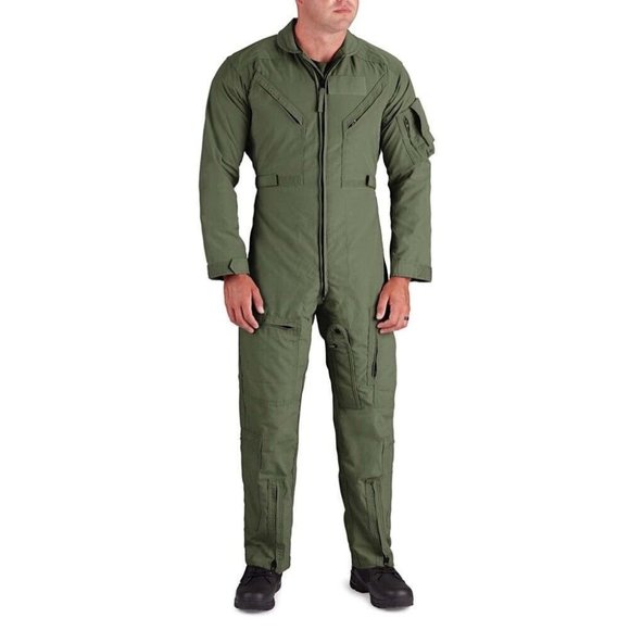 U.S. Issue Nomex CWU-27/P Flight Suit Coveralls Flyers Olive Green Mens Size 40L - Picture 1 of 8